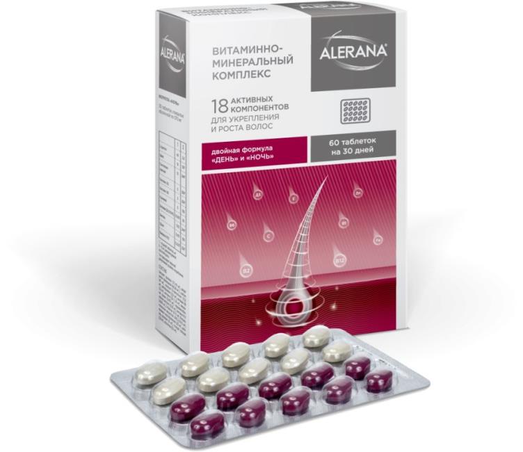 9 Alerana Kompleks Dlja Volos Vitaminno Mineralnyj 60 Sht